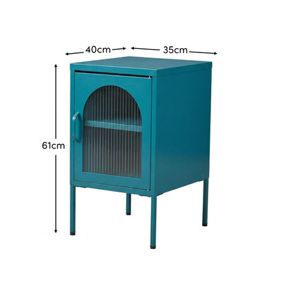 Conan Metal Bedside Table - Lagoon Teal - Laura James
