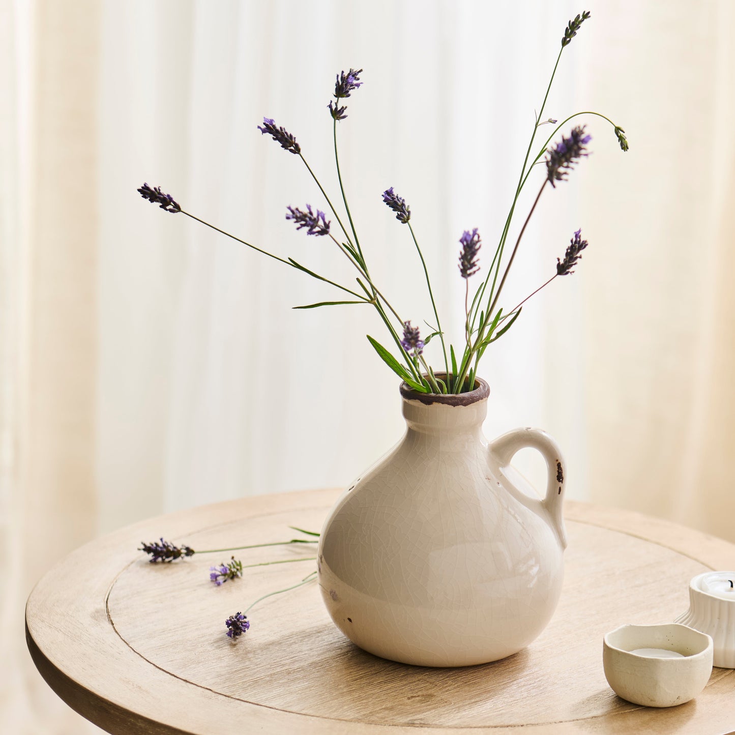 Corsino 16cm Ceramic Vase - Handle - Off White - Laura James