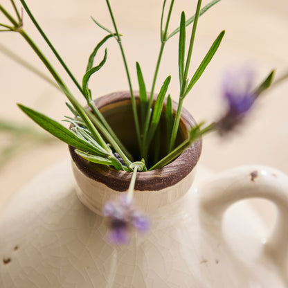 Corsino 16cm Ceramic Vase - Handle - Off White - Laura James