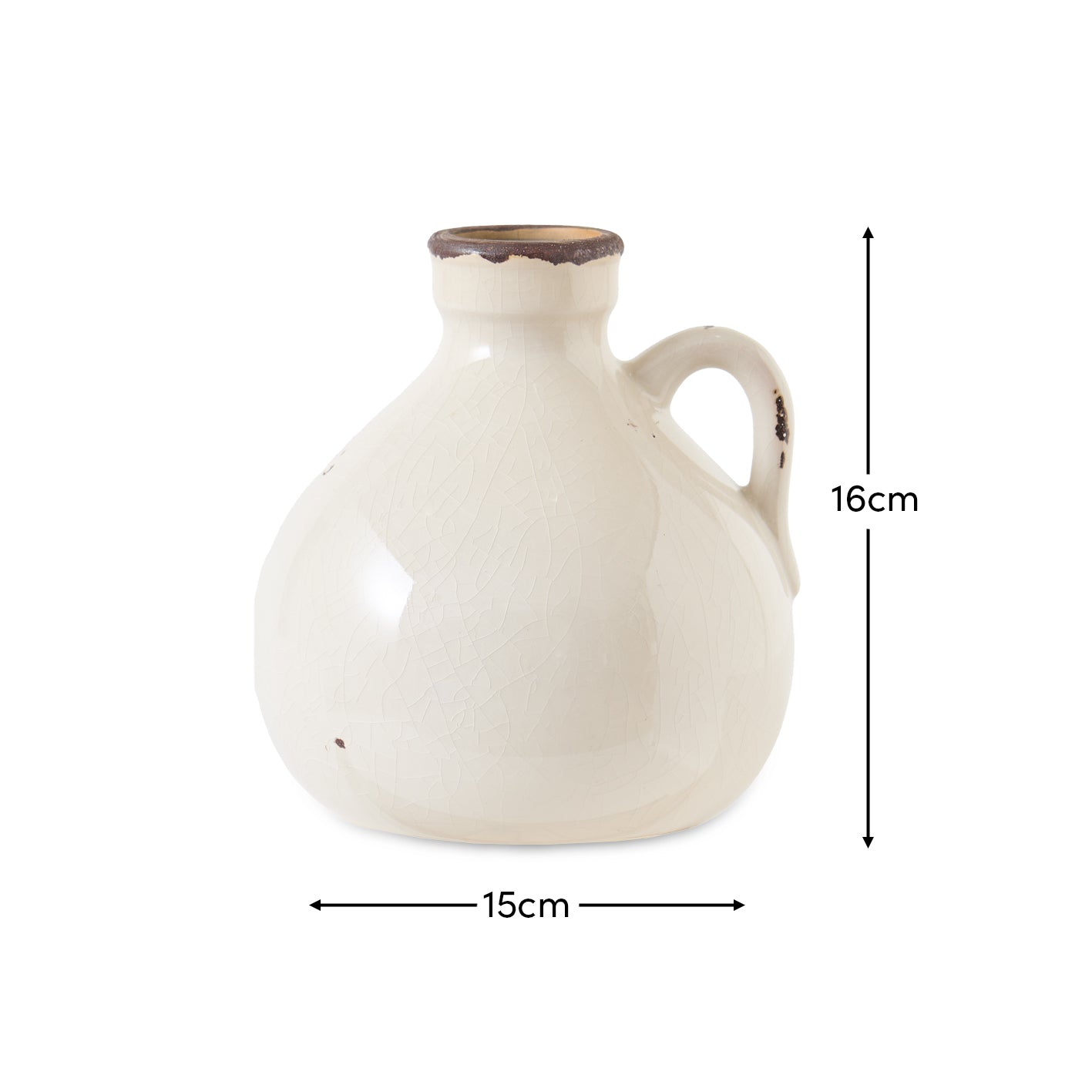 Corsino 16cm Ceramic Vase - Handle - Off White - Laura James