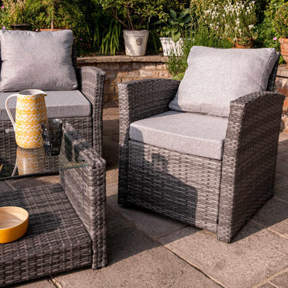 Cote Garden Sofa Set - Lean Over Parasol - 4 Seater - Grey Rattan