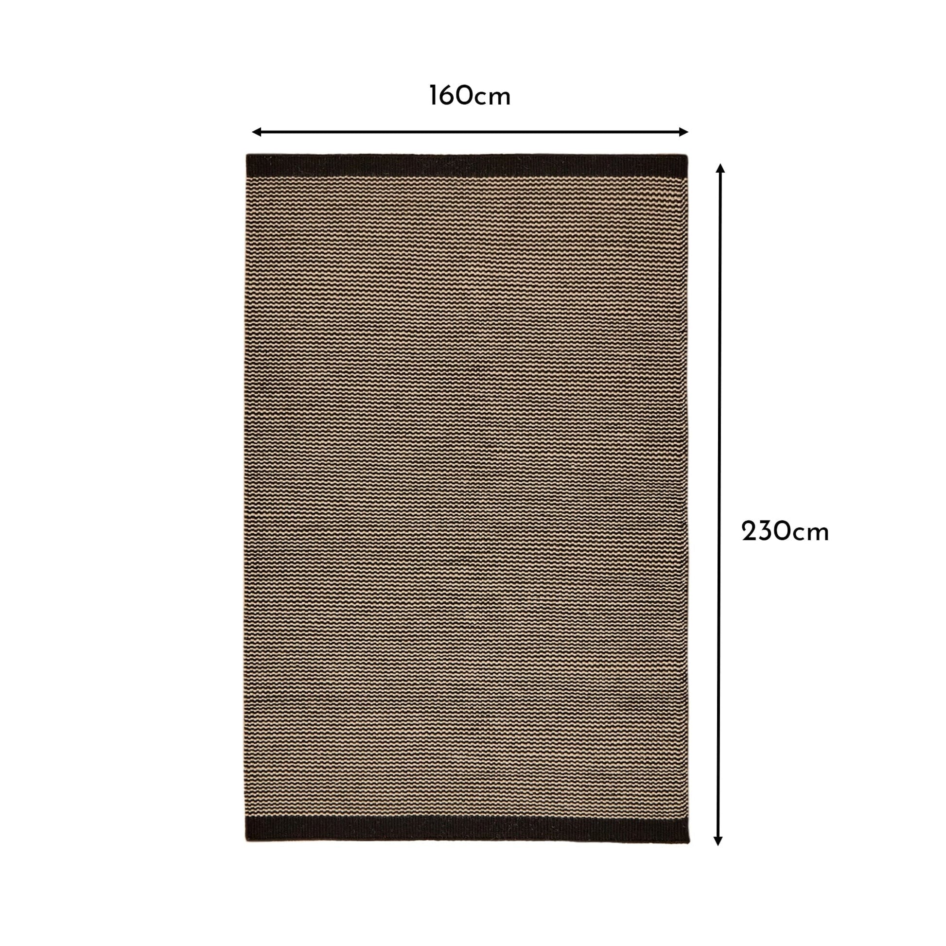 Cotham Wool & Cotton Rug - Striped Black & Natural - 160 x 230cm