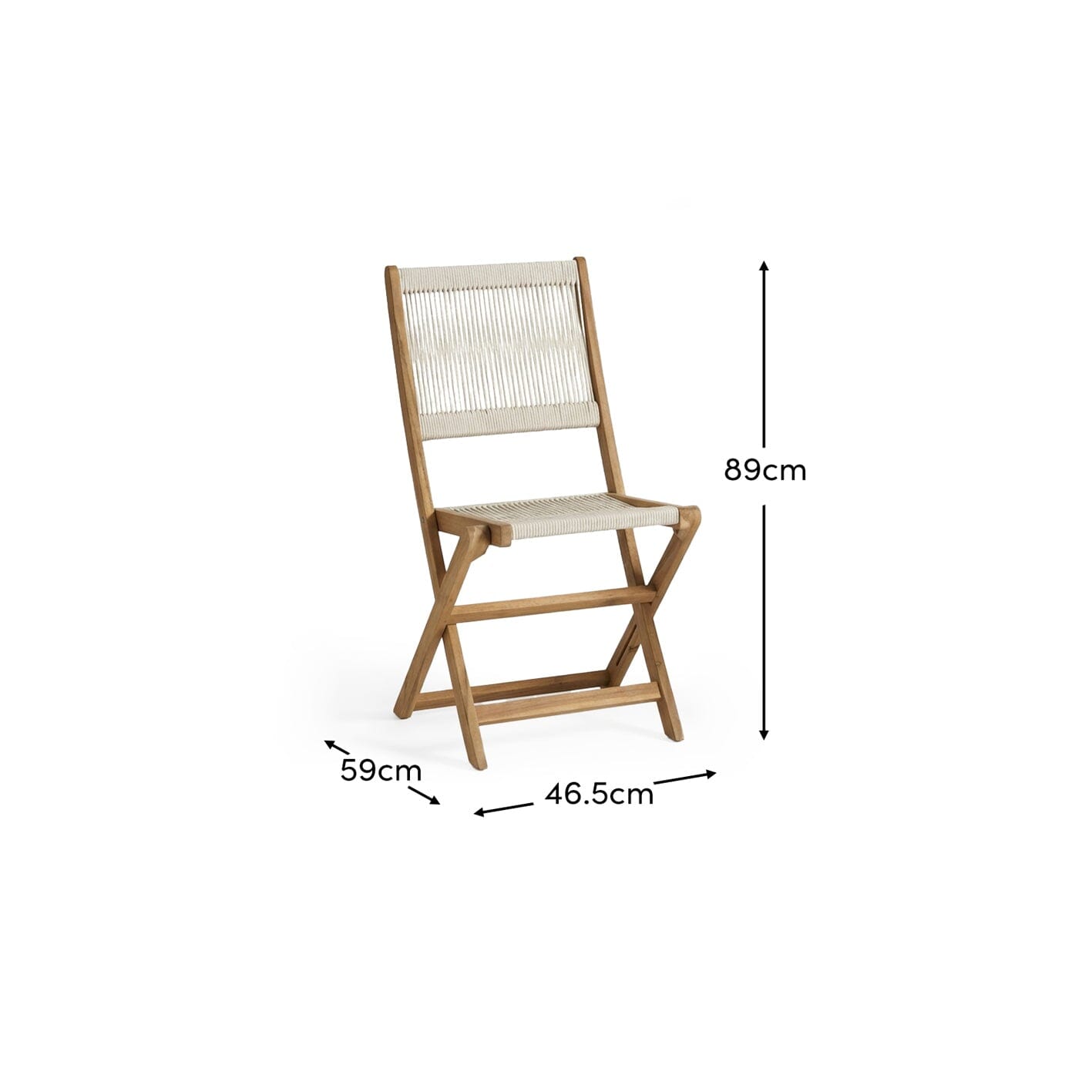 Cove White Acacia Garden Chair - Set of 2 - Beige Rope - Laura James
