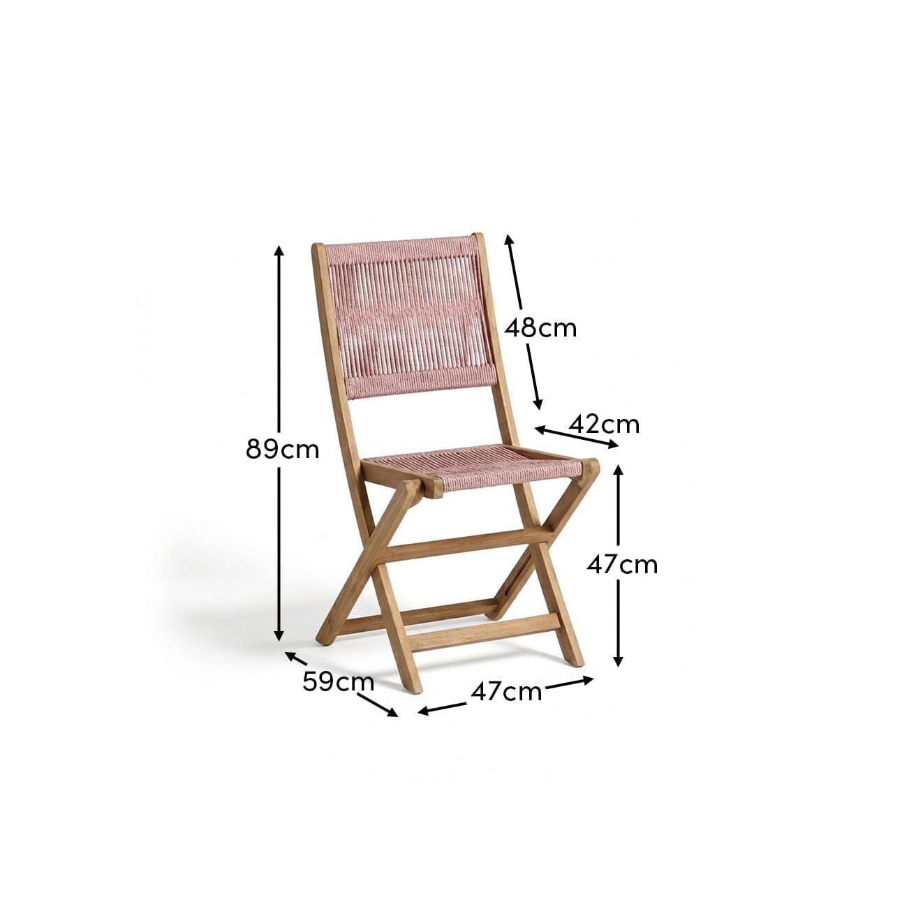 Cove White Acacia Garden Chair - Set of 2 - Mottled Pink Rope