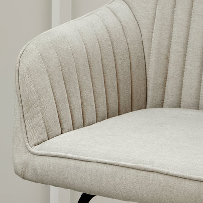 Darcy Swivel Chair - Soft Beige with Black legs - Laura James