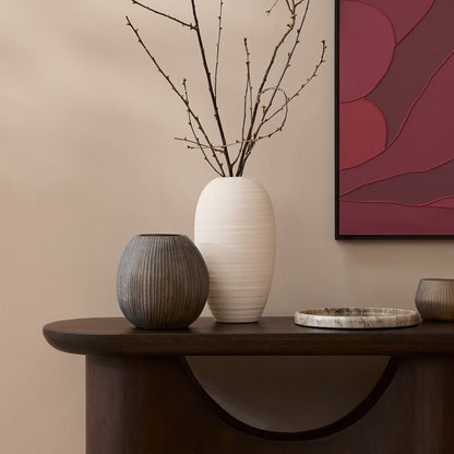 Octavia 110cm Oval Console Table - Coffee Brown Mango Wood - Laura James 