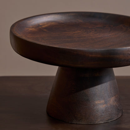 Alder 30cm Wooden Cake Stand - Coffee Brown Mangowood - Laura James 