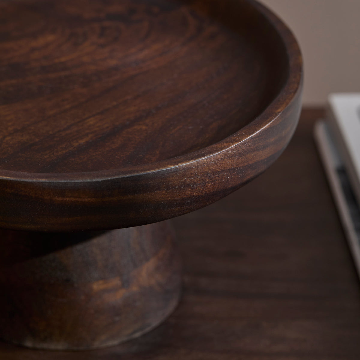 Alder 30cm Wooden Cake Stand - Coffee Brown Mangowood - Laura James 