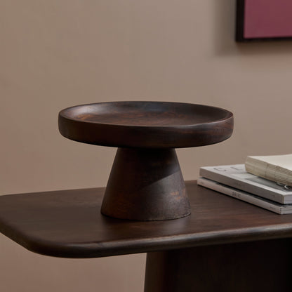 Alder 30cm Wooden Cake Stand - Coffee Brown Mangowood - Laura James 