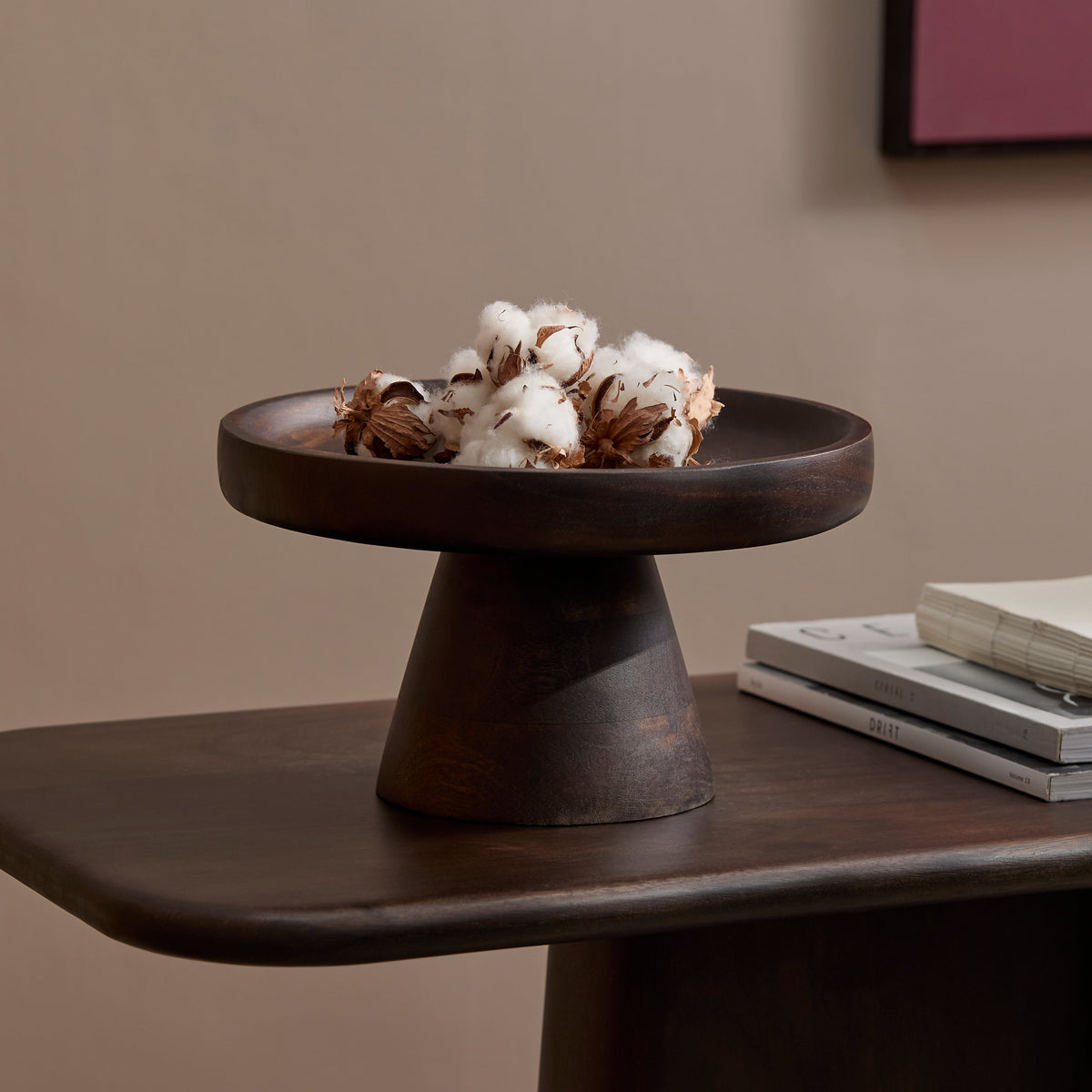 Alder 30cm Wooden Cake Stand - Coffee Brown Mangowood - Laura James 