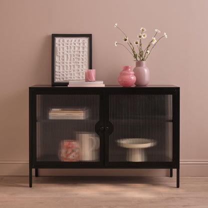 Indiana Black Metal 2 Door Sideboard - 120cm - Laura James 