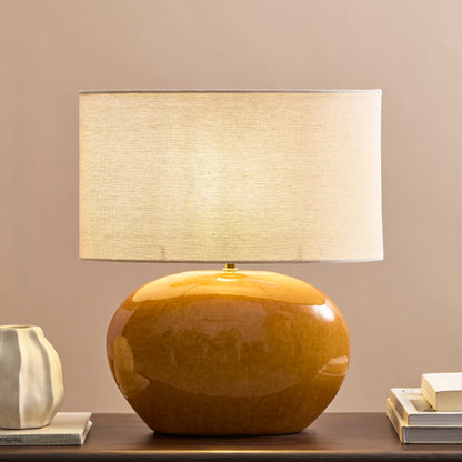 Skelton 50cm Table Lamp - Saffron Yellow with Off-White Shade - Laura James 