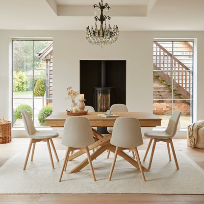 Ellis Light Beige Boucle Dining Chairs - Set of 2 - Whitewash Oak Legs