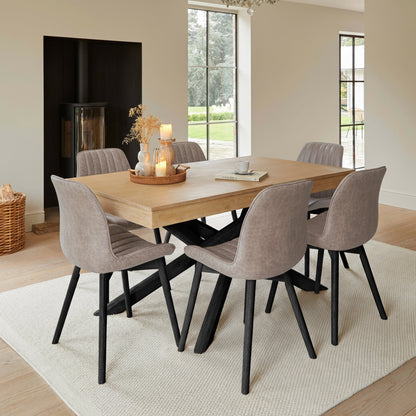 Bella Almond Brown Dining Chair - Set of 2 - Black Oak Legs Laura James
