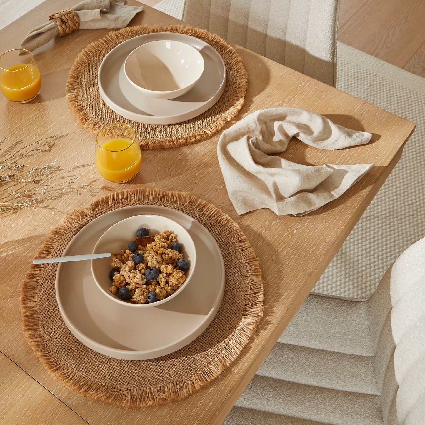 Amelia Whitewash Dining Table Set - 6 Seater - Bella Light Beige Boucle Dining Chairs - Whitewash Legs
- Laura James 