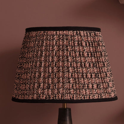 Nimana 25cm Gathered Lamp Shade - Black & Red Geometric - Laura James 