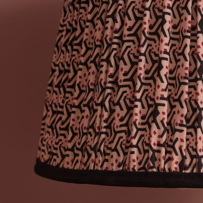 Nimana 25cm Gathered Lamp Shade - Black & Red Geometric - Laura James 