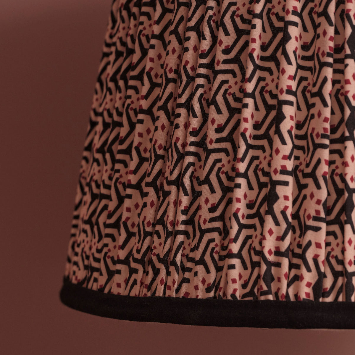 Nimana 40cm Gathered Lamp Shade - Black & Red Geometric - Laura James 