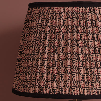 Nimana 30cm Gathered Lamp Shade - Black & Red Geometric