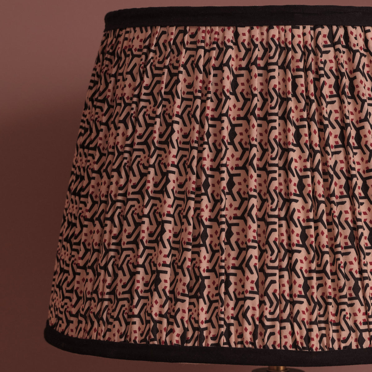 Nimana 25cm Gathered Lamp Shade - Black & Red Geometric - Laura James 