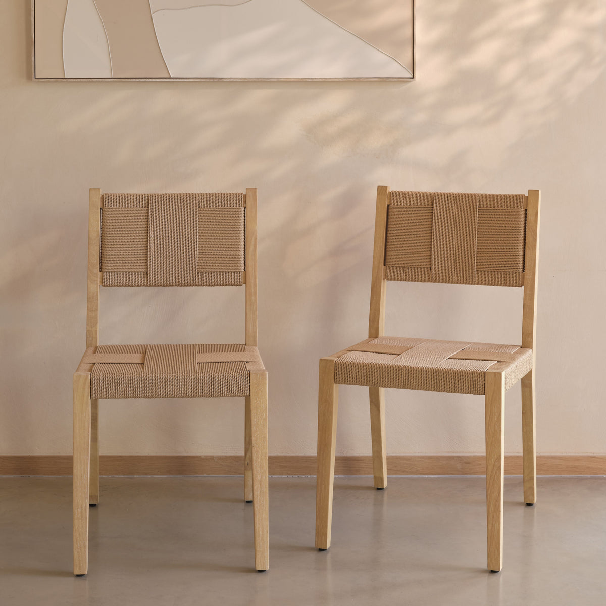 Dinah Acacia Dining Chair - Set of 2 - Natural String - Laura James 