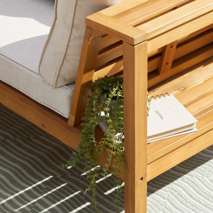 Dakota Corner Wooden Sofa Set - Natural Cushions - Laura James 