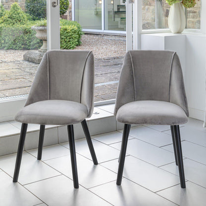 Freya dining chairs - set of 2 - grey velvet and black