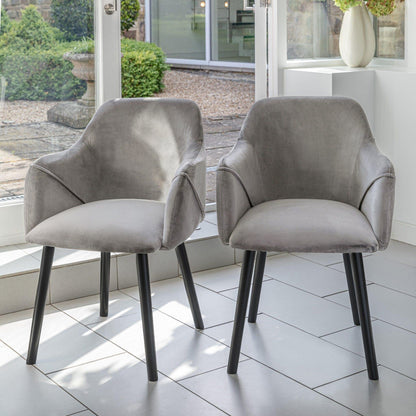 Freya armchairs - set of 2 - grey velvet and black