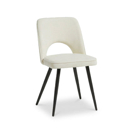 Dolly Oyster White Dining Chairs - Set of 2 - Black Metal Legs - Laura James
