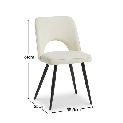 Dolly Oyster White Dining Chairs - Set of 2 - Black Metal Legs - Laura James