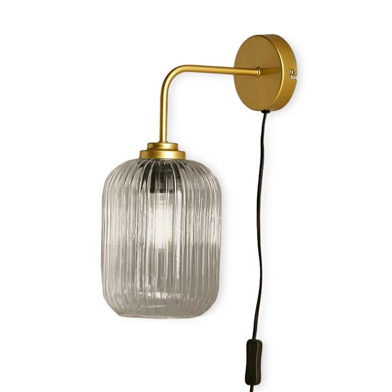 Elland Plug in Wall Light Gold - Smoked Glass - Laura James 