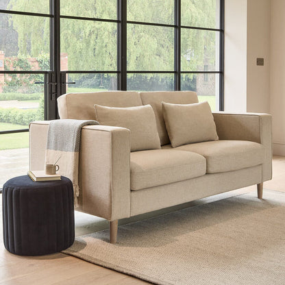 Emily 2 Seater Sofa - Sand with Whitewash Oak Legs - Laura James 