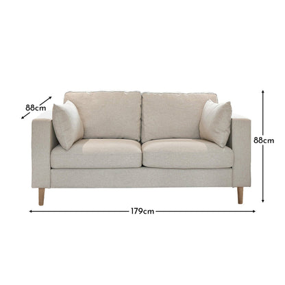 Emily 2 Seater Sofa - Sand with Whitewash Oak Legs - Laura James 