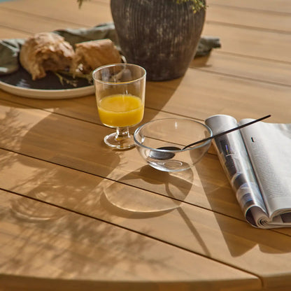 Ezra  Whitewash Round Outdoor Dining Set with Natural Hali Rope Chairs - Laura James 