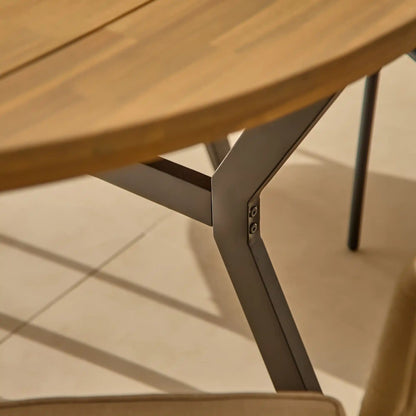 Ezra Whitewash Round Outdoor Dining Table Set with Black  Hali Rope Chairs - Laura James 