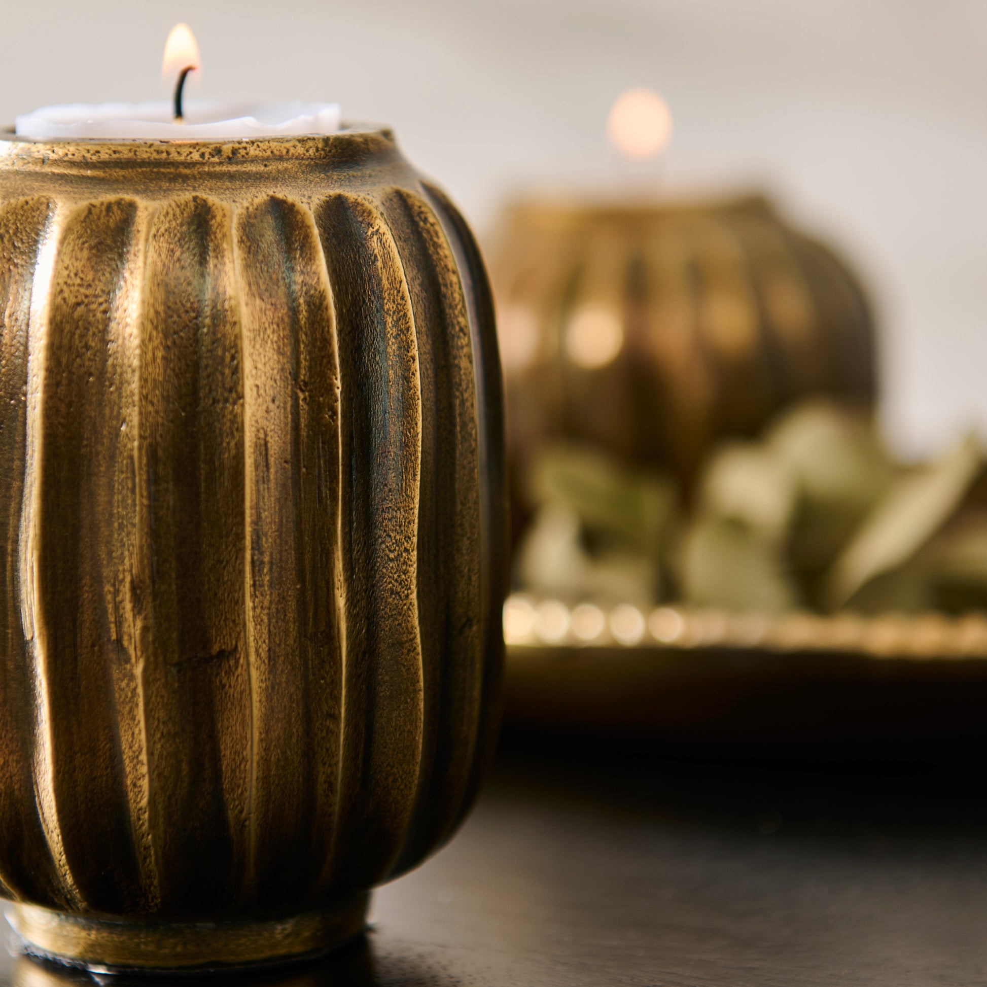 Elcombe Metal Tea Light Holder - Bronze - Laura James