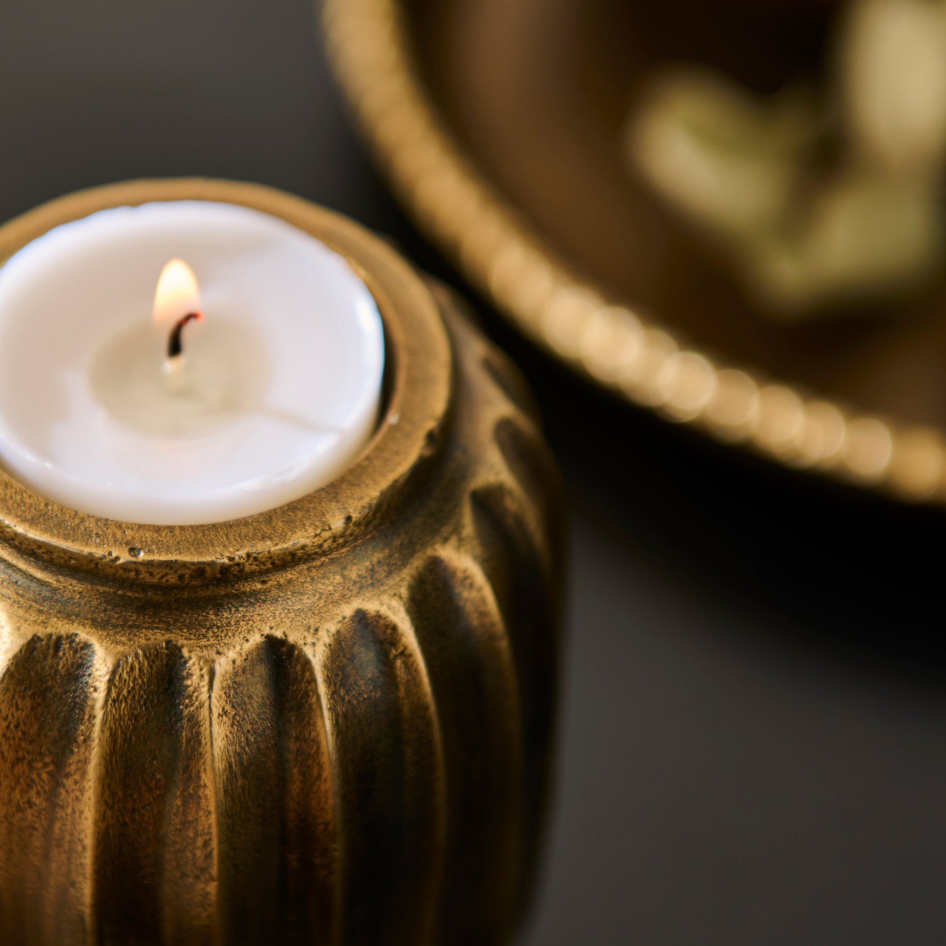 Elcombe Metal Tea Light Holder - Bronze - Laura James