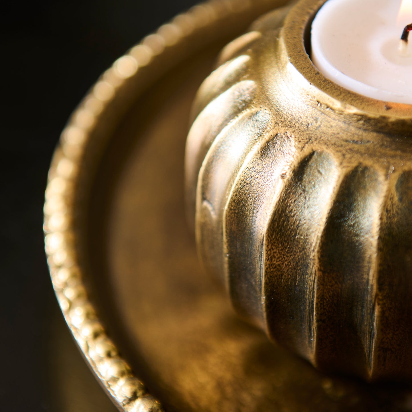 Elcombe Small Metal Tea Light Holder - Bronze - Laura James