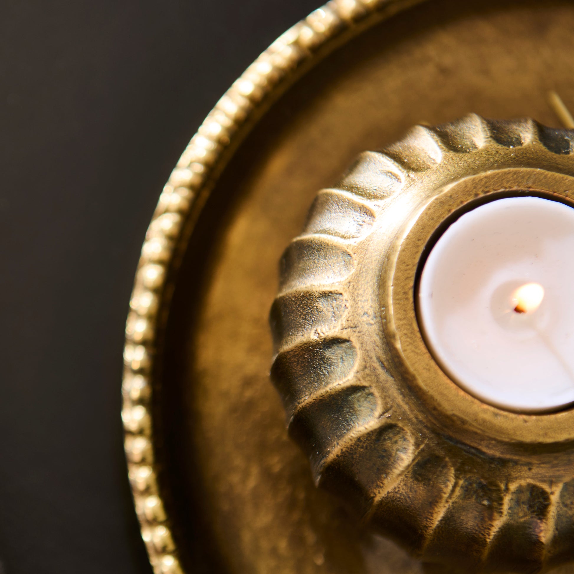 Elcombe Small Metal Tea Light Holder - Bronze - Laura James