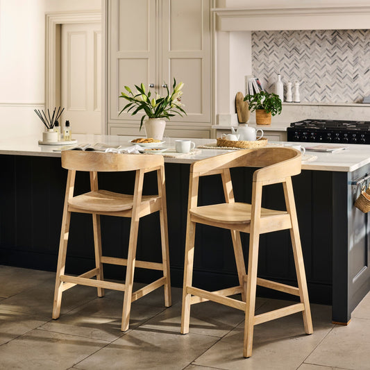 Ella Bar Stool - Whitewash Oak - Laura James