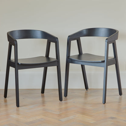 Ella Carver Black Oak Chair - Set of 2 - Laura James