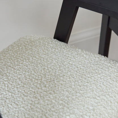Ella Carver Off White Boucle Chair - Set of 2 - Black Oak Legs - Laura James