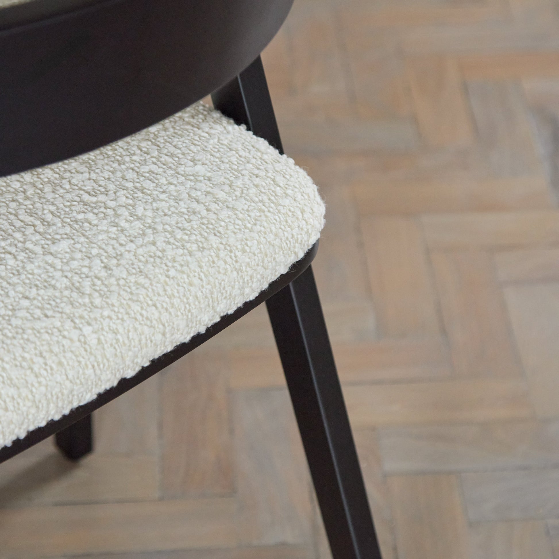 Ella Carver Off White Boucle Chair - Set of 2 - Black Oak Legs - Laura James