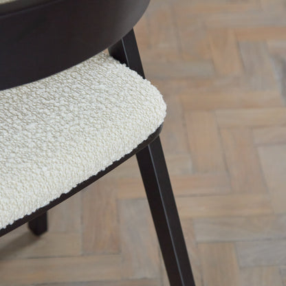 Ella Carver Off White Boucle Chair - Set of 2 - Black Oak Legs - Laura James