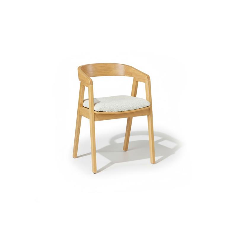 Paul Pale Oak Extending Dining Table Set - 4 Seater - Ella Off White Boucle Carver Chairs - Pale Oak Legs - Laura James