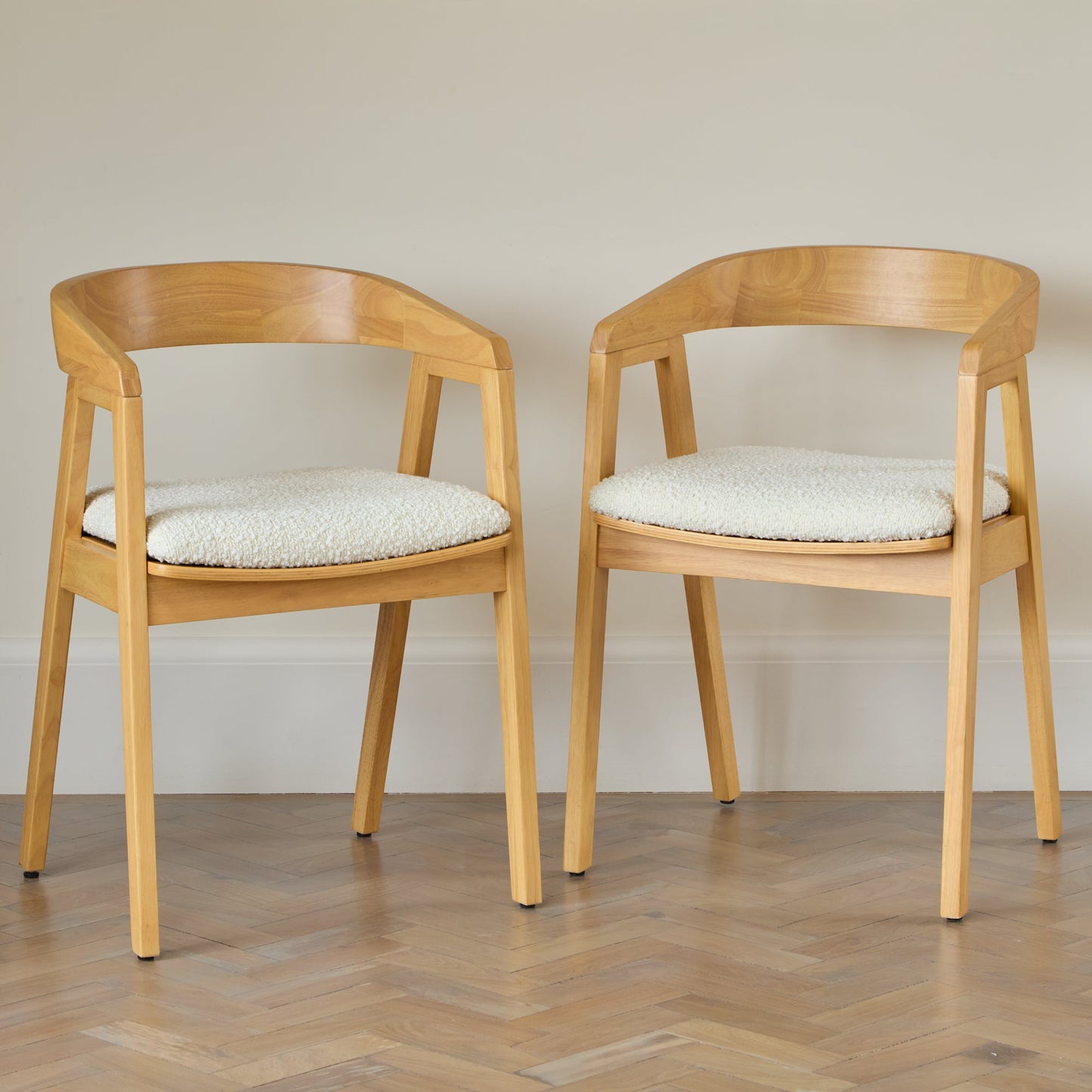 Ella Carver Off White Boucle Chair - Set of 2 - Pale Oak Legs - Laura James
