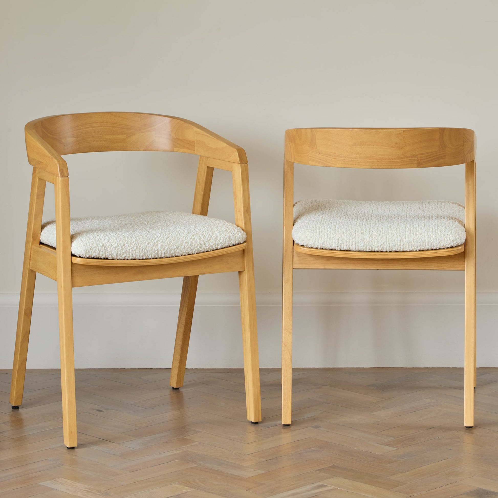 Ella Carver Off White Boucle Chair - Set of 2 - Pale Oak Legs - Laura James