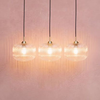 Elland 20cm Triple Glass Pendant Lights - Gold