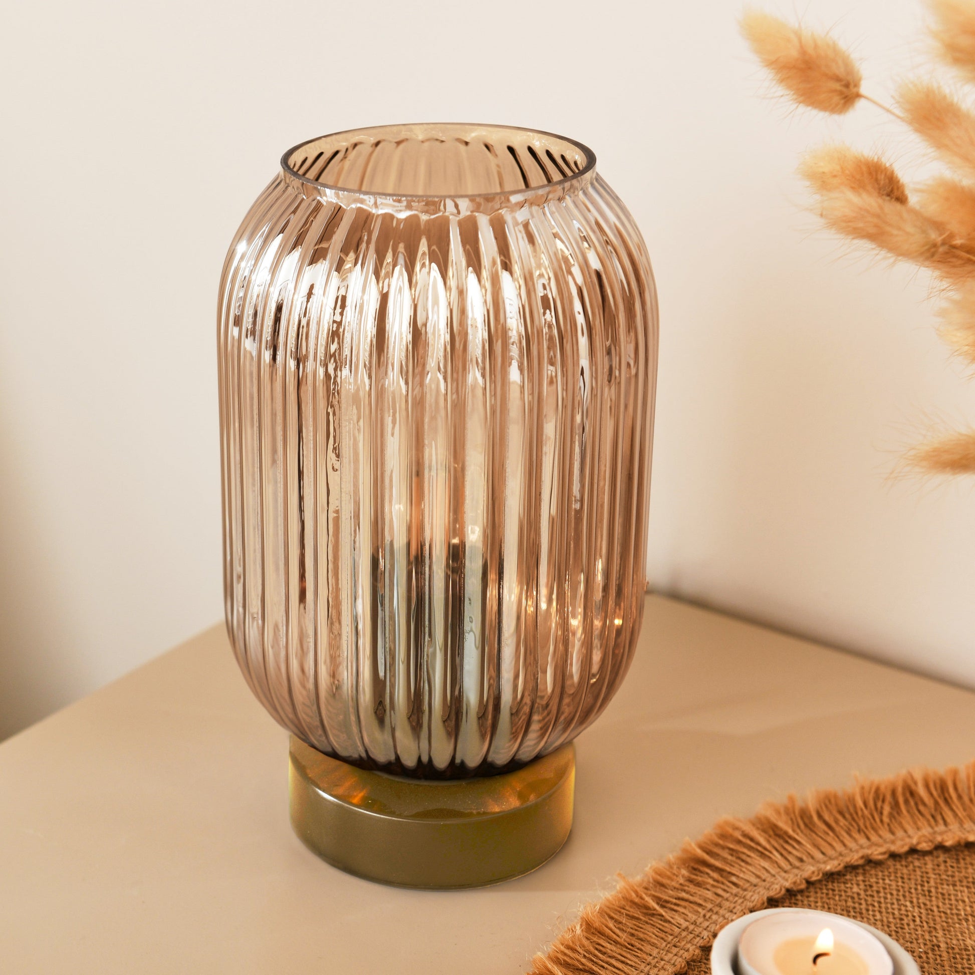 Elland 22.5cm Glass Table Lamp - Champagne & Gold - Laura James 