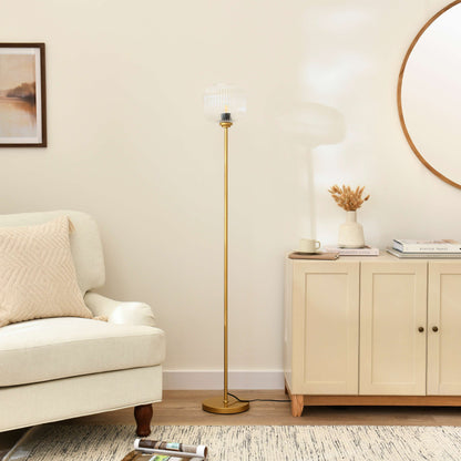 Elland 150cm Metal Floor Lamp - Clear Glass - Laura James 
